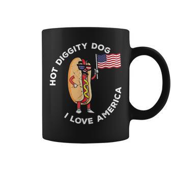 Hot Diggity Dog July 4Th Patriotic Bbq Picnic Usa Funny Patriotic Funny Gifts Coffee Mug | Mazezy