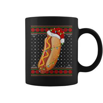 Hot Dog Christmas Lights Ugly Sweater Santa Hot Dog Xmas Coffee Mug - Seseable