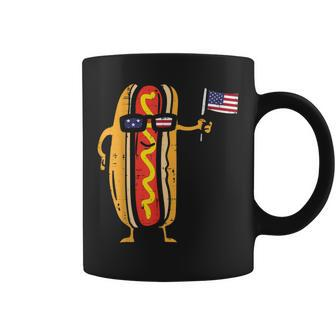 Hotdog Sunglasses American Flag Usa Funny 4Th Of July Fourth Coffee Mug - Monsterry DE
