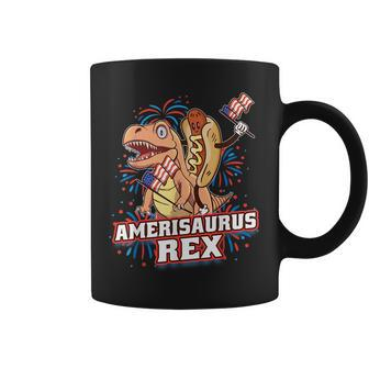 Hotdog T Rex Dinosaur 4Th Of July Amerisaurus Funny Gifts Coffee Mug | Mazezy
