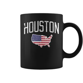 Houston Texas Tx City Pride Usa Flag Distressed Coffee Mug | Mazezy
