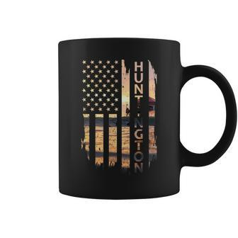 Huntington Beach Summer Sunset American Flag Summer Funny Gifts Coffee Mug | Mazezy