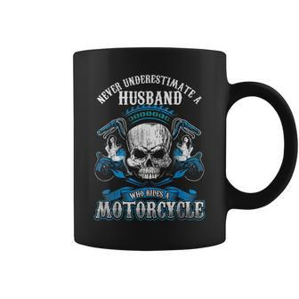Husband Biker Never Underestimate Motorcycle Skull Coffee Mug | Seseable UK