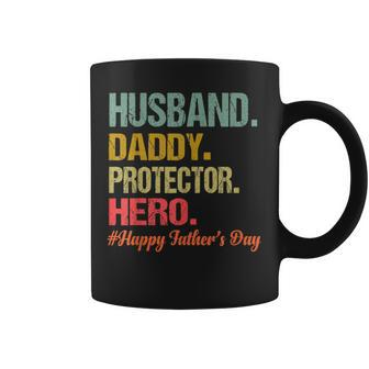 Husband Daddy Protector Hero Happy Fathers Day Dad Gift For Mens Coffee Mug | Mazezy