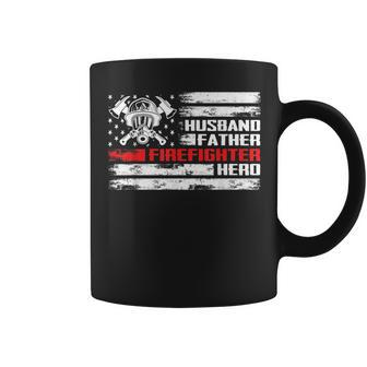 Husband Father Firefighter Hero For Fireman Dad Fathers Day Coffee Mug | Mazezy