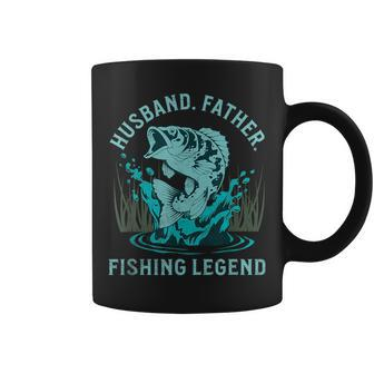 Husband Father Fishing Legend Funny Fisherman Quote Dad Joke Coffee Mug - Seseable