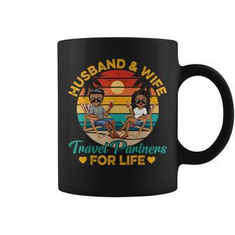 Husband-Wife Travel Partners For Life Beach Summer Dark Coffee Mug - Seseable
