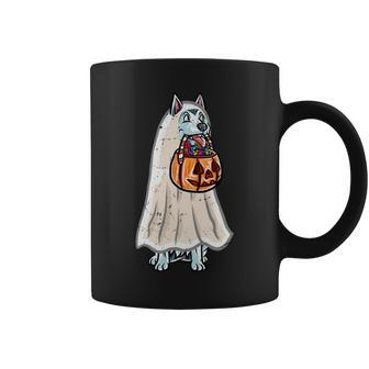 Husky Happy Halloween Costume Ghost Coffee Mug | Mazezy