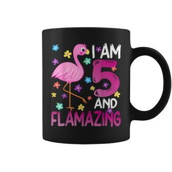 I Am 5 And Flamazing Amazing 5Th Birthday Flamingo Coffee Mug | Mazezy