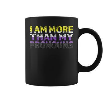 I Am More Than My Pronouns Agender Non Binary Distressed Coffee Mug - Thegiftio UK