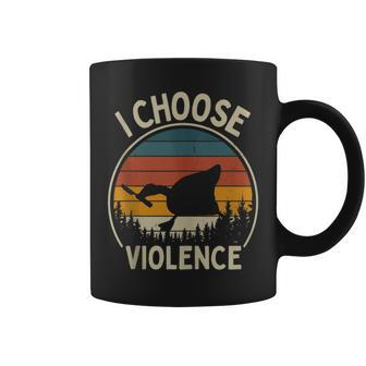 I Choose Violence Funny Goose With Knife Memes Sarcastic Coffee Mug | Mazezy