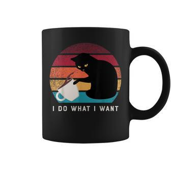 I Do What I Want Cat Funny Cat Lover Retro Cute Funny Black Coffee Mug - Thegiftio UK