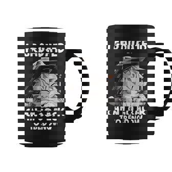 I Graduated Can I Go Back To Bed Now Graduation Cat Lover Coffee Mug | Mazezy