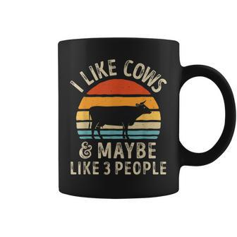 I Like Cows And Maybe Like 3 People Cow Farm Farmer Retro Coffee Mug | Mazezy