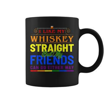 I Like My Whiskey Straight Funny Gay Pride Lgbt Rainbow Flag Coffee Mug | Mazezy
