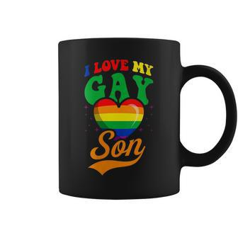 I Love My Gay Son Gay Pride Flag Proud Mom Dad Queer Love Coffee Mug | Mazezy