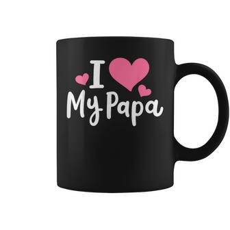 I Love My Papa Awesome Heart Dad Fathers Day Cool Kids Coffee Mug - Seseable