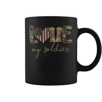 I Love My Soldier Military Army Wife Usa Camour Flag Coffee Mug - Seseable