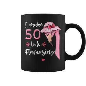 I Make 50 Look Flamazing Flamingo Birthday Party 50Th Coffee Mug | Mazezy