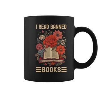 I Read Banned Books Feminist Books And Flowers Coffee Mug | Mazezy