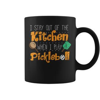 I Stay Out Of The Kitchen Pickleball Distressed Coffee Mug | Mazezy