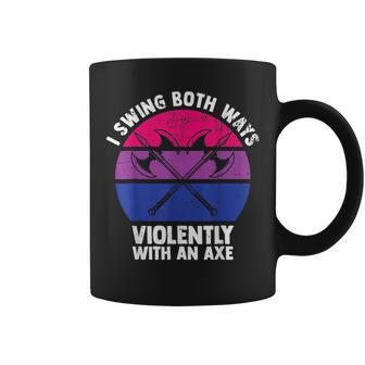 I Swing Both Ways With An Axe Bisexual Lgbt Pride Retro Coffee Mug | Mazezy