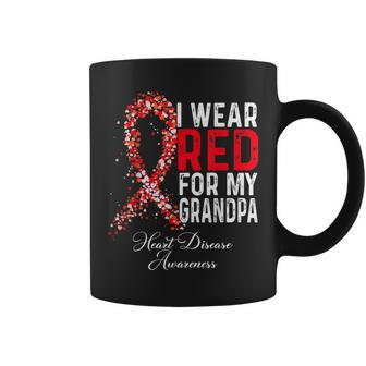 I Wear Red For My Grandpa Heart Disease Awareness Coffee Mug | Mazezy