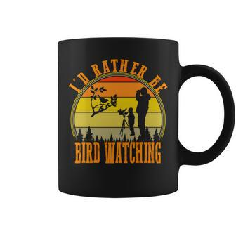 Id Rather Be Bird Watching Funny Vintage Retro Style Design Bird Watching Funny Gifts Coffee Mug | Mazezy