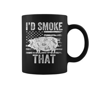 Id Smoke That Bbq Smoker Father Barbecue Grilling Usa Flag Usa Funny Gifts Coffee Mug | Mazezy