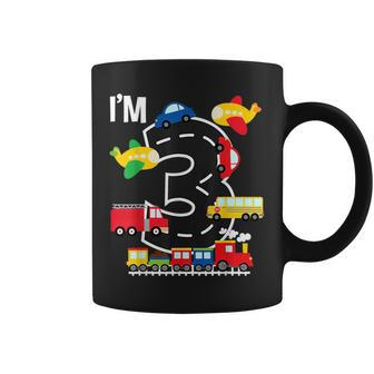 Im 3 Birthday Boy 3Rd Bday Train Car Fire Truck Airplane Coffee Mug | Mazezy