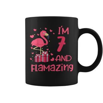 Im 7 And Flamazing - Amazing 7Th Birthday - Flamingo Coffee Mug | Mazezy