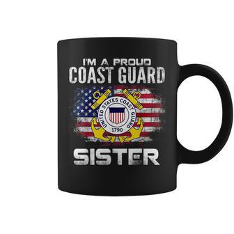 Im A Proud Coast Guard Sister With American Flag Gift Gifts For Sister Funny Gifts Coffee Mug | Mazezy