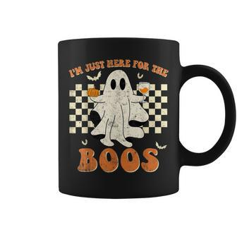 I'm Just Here For The Boos Ghost Retro Groovy Halloween Coffee Mug - Seseable