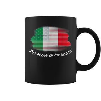 I'm Proud Of My Roots Vintage Italian American Flag Coffee Mug - Monsterry