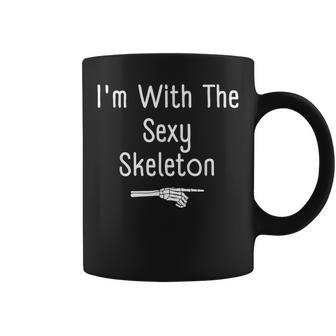 I'm With Sexy Skeleton Halloween Costume Last Minute Coffee Mug | Mazezy
