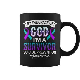 I’M A Survivor Suicide Prevention Teal & Purple Ribbon Coffee Mug - Monsterry DE