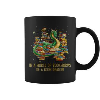 In A World Of Bookworms Be A Book Dragon Coffee Mug | Mazezy