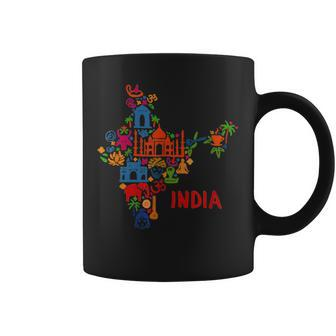 India Elephant Map Silhouette Taj Mahal Gift For Women Coffee Mug - Thegiftio UK