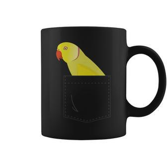Indian Ringneck Parakeet Yellow Parrot Fake Pocket Coffee Mug | Mazezy