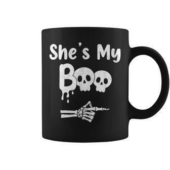Ing Halloween Pajama Couples She’S My Boo Skull Face Coffee Mug - Monsterry UK