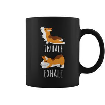 Inhale Exhale Corgi Yoga Meditation Workout Dog Mom Coffee Mug | Mazezy