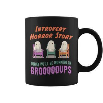 Introvert Shy Antisocial Horror Story Quote Kawaii Ghost Coffee Mug | Mazezy AU