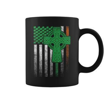 Irish American Flag Ireland Flag St Patricks Day Cross Coffee Mug - Seseable