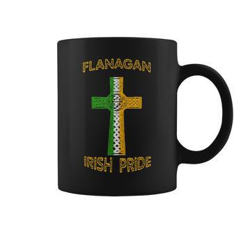 Irish Last Name Flanagan Celtic Cross Heritage Pride Coffee Mug | Mazezy