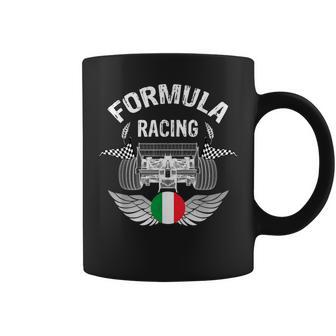 Italian Auto Race Italy Flag Formula Racing Car Blueprint Coffee Mug | Mazezy