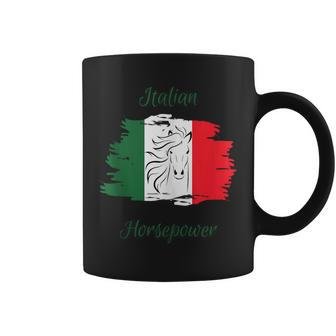 Italian Horsepower Horse Head Italian Flag Auto Racing Cars Coffee Mug | Mazezy