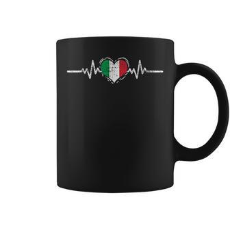 Italy Flag Heartbeat Italian Roots Vintage Coffee Mug - Seseable