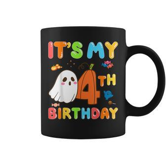 It's My 4Th Birthday 4 Years Old Ghost Pumpkin Halloween Coffee Mug | Mazezy