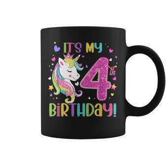 Its My 4Th Birthday Unicorn Girls 4 Year Old Coffee Mug - Thegiftio UK