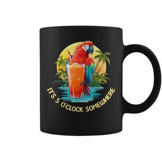 It's 5 O'clock Somewhere Drinking Parrot Cocktail Summer Coffee Mug - Seseable